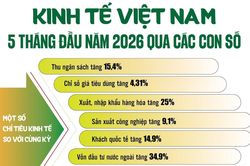 Infographics: Những điểm sáng kinh tế Việt Nam 5 tháng đầu năm qua các con số
