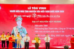 Đại úy Công an Hà Nội 41 lần hiến máu: 'Phần thưởng lớn nhất là nhịp đập bình yên của nhân dân'