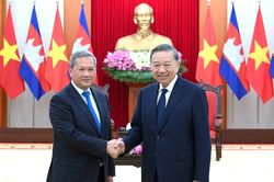 [Ảnh] Tổng B&iacute; thư, Chủ tịch nước T&ocirc; L&acirc;m tiếp Thủ tướng Campuchia Hun Manet