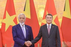 [Ảnh] Thủ tướng Lê Minh Hưng chủ trì lễ đón Thủ tướng Timor-Leste Kay Rala Xanana Gusmao