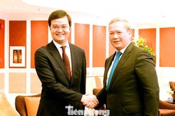 Bí thư thứ nhất Trung ương Đoàn Bùi Quang Huy chào xã giao Thủ tướng Campuchia Hun Manet