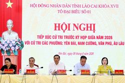 Phó Bí thư Thường trực Tỉnh ủy, Chủ tịch HĐND tỉnh Hoàng Giang tiếp xúc cử tri các phường: Yên Bái, Nam Cường, Âu Lâu, Văn Phú