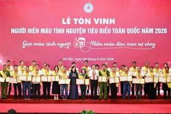 Tôn vinh 100 người hiến máu tình nguyện tiêu biểu năm 2026