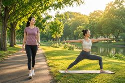 Mẹo kết hợp đi bộ với yoga giúp giảm mỡ và trẻ lâu