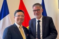 Đại sứ Việt Nam tại Pháp Trịnh Đức Hải tiếp Bí thư thứ nhất Đảng Xã hội Pháp Olivier Faure