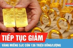 Tiếp tục giảm, vàng miếng SJC còn 136 triệu đồng/lượng