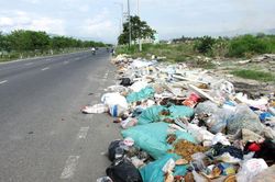 Đổ rác bừa bãi ra bên đường