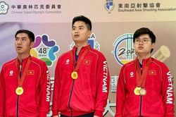 Phạm Quang Huy cùng đồng đội giành HCV 10m súng ngắn hơi nam tại giải vô địch Đông Nam Á 2026
