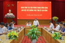 Đoàn công tác Văn phòng Trung ương Đảng làm việc với Thường trực Tỉnh ủy
