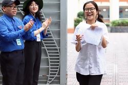 Sau môn thi cuối cùng, sinh viên tình nguyện gửi lời động viên tới hàng nghìn sĩ tử