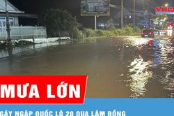 Mưa lớn gây ngập quốc lộ 20 qua Lâm Đồng