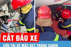 Cứu tài xế mắc kẹt trong cabin sau tai nạn trên cao tốc La Sơn - Hòa Liên