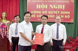 Ban Thường vụ Tỉnh ủy công bố quyết định về công tác cán bộ tại Đảng bộ xã Giáp Trung