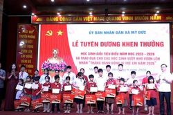 X&atilde; Mỹ Đức: Khen thưởng học sinh giỏi ti&ecirc;u biểu năm học 2025 - 2026