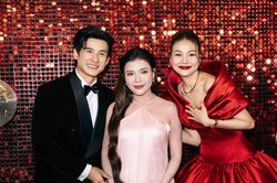 Thúy Diễm 'bế bụng bầu' lên thảm đỏ chúc mừng Lương Thế Thành ra mắt phim mới