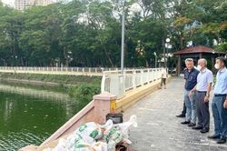 Tổng lực 'giải cứu' hồ điều hòa công viên Nghĩa Đô trước tình trạng cá chết hàng loạt