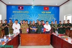 Thống nhất c&ocirc;ng t&aacute;c phối hợp phục vụ tổ chức Chương tr&igrave;nh Giao lưu hữu nghị Quốc ph&ograve;ng bi&ecirc;n giới Việt Nam - L&agrave;o lần thứ 3