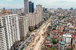 Hình hài tuyến đường Vành đai 2,5 qua Cầu Giấy sau gần 3 tháng thi công