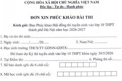 Mẫu đơn phúc khảo điểm thi lớp 10 Hà Nội năm 2026