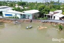 Xác định nguyên nhân vụ sạt lở đường bờ Tây sông Cổ Cò
