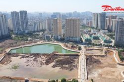 Toàn cảnh hồ điều hòa Mễ Trì sắp hoàn thành, tăng năng lực chống ngập khu vực phía Tây Hà Nội