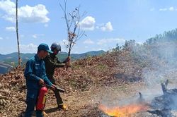 Ban CHQS x&atilde; Vạn Đức phối hợp dập tắt vụ ch&aacute;y rừng tại th&ocirc;n Thanh Lương