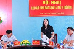 Đảng ủy x&atilde; Vĩnh Gia tổ chức Hội nghị Ban Chấp h&agrave;nh Đảng bộ lần 14
