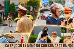 Ca trực xử lý nồng độ cồn của CSGT Hà Nội giữa nắng nóng hơn 40 độ C