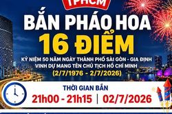16 điểm bắn pháo hoa kỷ niệm 50 năm ngày TPHCM mang tên Bác