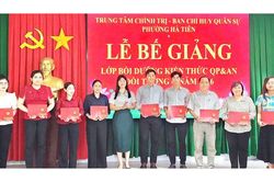 100% học vi&ecirc;n ho&agrave;n th&agrave;nh lớp bồi dưỡng kiến thức quốc ph&ograve;ng tại phường H&agrave; Ti&ecirc;n