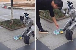 Robot hình người quỳ xin tiền trên phố gây tranh cãi