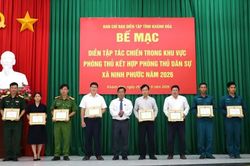 Bế mạc diễn tập t&aacute;c chiến trong khu vực ph&ograve;ng thủ x&atilde; Ninh Phước năm 2026