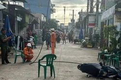 Dây điện đứt rơi xuống đường làm 2 người bị thương nặng