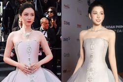Hoa hậu Tiểu Vy mặc cùng một thiết kế thảm đỏ với Châu Dã, ai nổi bật hơn?