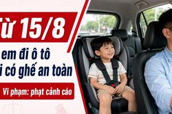Từ 15/8, chở trẻ em trên ô tô không có ghế an toàn bị phạt cảnh cáo