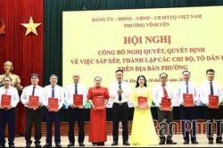 Phường Vĩnh Yên: Công bố nghị quyết, quyết định về việc sắp xếp, thành lập các chi bộ, tổ dân phố