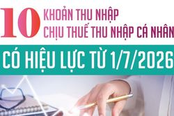 Infographics: 10 khoản thu nhập chịu thuế thu nhập cá nhân có hiệu lực từ 1/7/2026