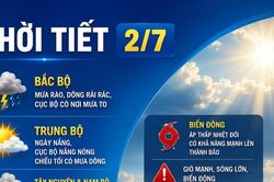 Thời tiết ngày 2/7: Bắc bộ mưa dông, Biển Đông khả năng đón bão