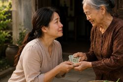Hơn 40 tuổi vẫn được mẹ dúi cho tiền