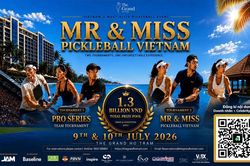 Mr & Miss Pickleball Vietnam 2026 có tổng giá trị giải thưởng lên đến 1,3 tỉ đồng