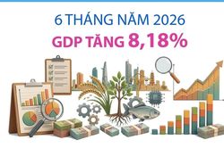 6 th&aacute;ng năm 2026: GDP tăng 8,18%