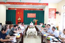Đồng ch&iacute; B&iacute; thư Đảng ủy phường Đ&ocirc;ng Kinh l&agrave;m việc với Chi bộ Khối 4, Khối 5