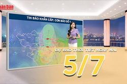 [Video] Dự báo thời tiết đêm nay và ngày mai ngày 5/7/2026: Bão số 1 áp sát Bắc Vịnh Bắc Bộ, Bắc Bộ mưa rất to, nguy cơ ngập úng, lũ quét và sạt lở đất