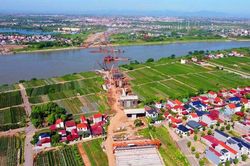 Hình ảnh cầu Mễ Sở đang thi công trên đường Vành đai 4