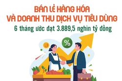 Infographics: Bán lẻ hàng hóa và doanh thu dịch vụ tiêu dùng 6 tháng đầu năm tăng 12,9%