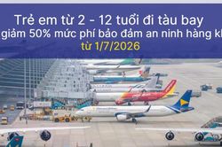 Infographic: Trẻ em từ 2 - 12 tuổi đi t&agrave;u bay được giảm 50% mức ph&iacute; bảo đảm an ninh h&agrave;ng kh&ocirc;ng từ 1/7/2026