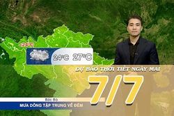 [Video] Dự báo thời tiết đêm nay và ngày mai ngày 7/7/2026: Mưa dông tiếp diễn về đêm và sáng sớm tại Bắc Bộ, Trung Bộ