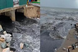 Lộ nguy&ecirc;n nh&acirc;n d&ograve;ng nước đen tr&agrave;n ra b&atilde;i biển Sầm Sơn