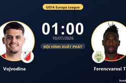 TRỰC TIẾPTrực tiếp Vojvodina vs Ferencvarosi TC: Đội hình xuất phát