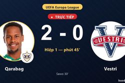 TRỰC TIẾPTrực tiếp Qarabag vs Vestri: Hết hiệp 1, Qarabag dẫn 2-0